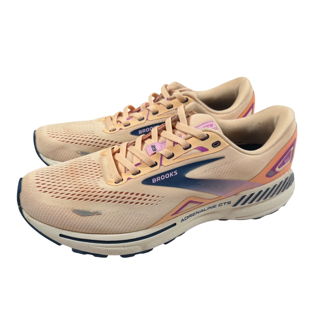 Brooks Adrenaline GTS 23 Peach Navy Pink Running Shoes 1203811B795 Womens 12 B